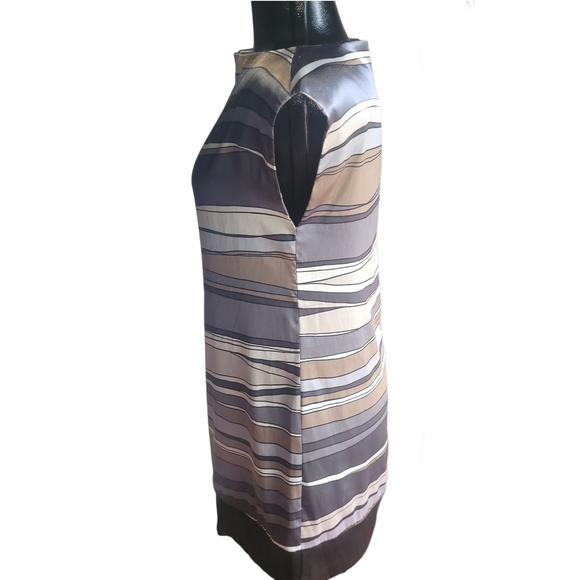 Axara Striped Sleeveless Satin Dress in Neutral Tones 10 - Picture 5 of 8